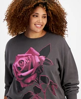 Rebellious One Trendy Plus Rose-Graphic Sweatshirt