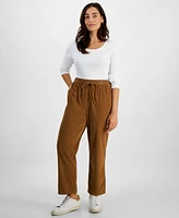 Style & Co Petite Solid Pull-On Cotton Drawstring Pants, Created for Macy's