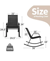 2 Pce Patio Rocking Chair Heavy-Duty Metal Rocker Outdoor Anti-Slip