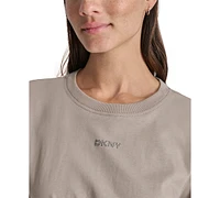 Dkny Sport Women's Cotton Stud Logo Knot-Front T-Shirt