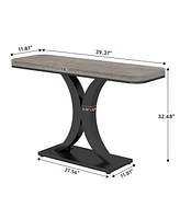Tribesigns Modern Gold Console Table, 40 inch Narrow Entryway Foyer Table with Geometric Base, Rustic Hallway Accent for Living Room, Entrance
