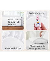 California Design Den 100% Cotton 2-Pack Sheets for King Size Bed, Soft & Durable King Size Deep Pocket Sheet Sets, King Sheet Set with Sateen Weave,