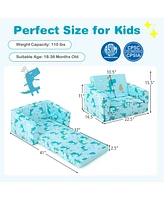 Costway 2-in-1 Convertible Kids Sofa Children Flip-Out Lounger Couch Upholstered Sleeper