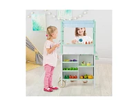 Slickblue Double-sided Pretend Play Kitchen with Remote Control and Led Light Bars-Green