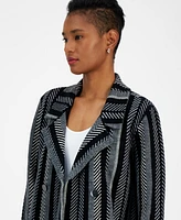 Kasper Women's Striped Faux-Button Cardigan