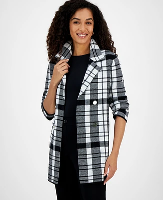 Kasper Women's Plaid Faux-Button Cardigan