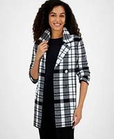 Kasper Women's Plaid Faux-Button Cardigan