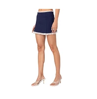 Edikted Women's Marlowe Lace Trim Mini Skirt