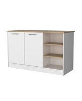 Fm Furniture Gladiolus kitchen island in melamine, two doors, three open shelves