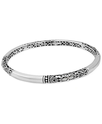 Devata Bali Filigree Bangle Bracelet in Sterling Silver