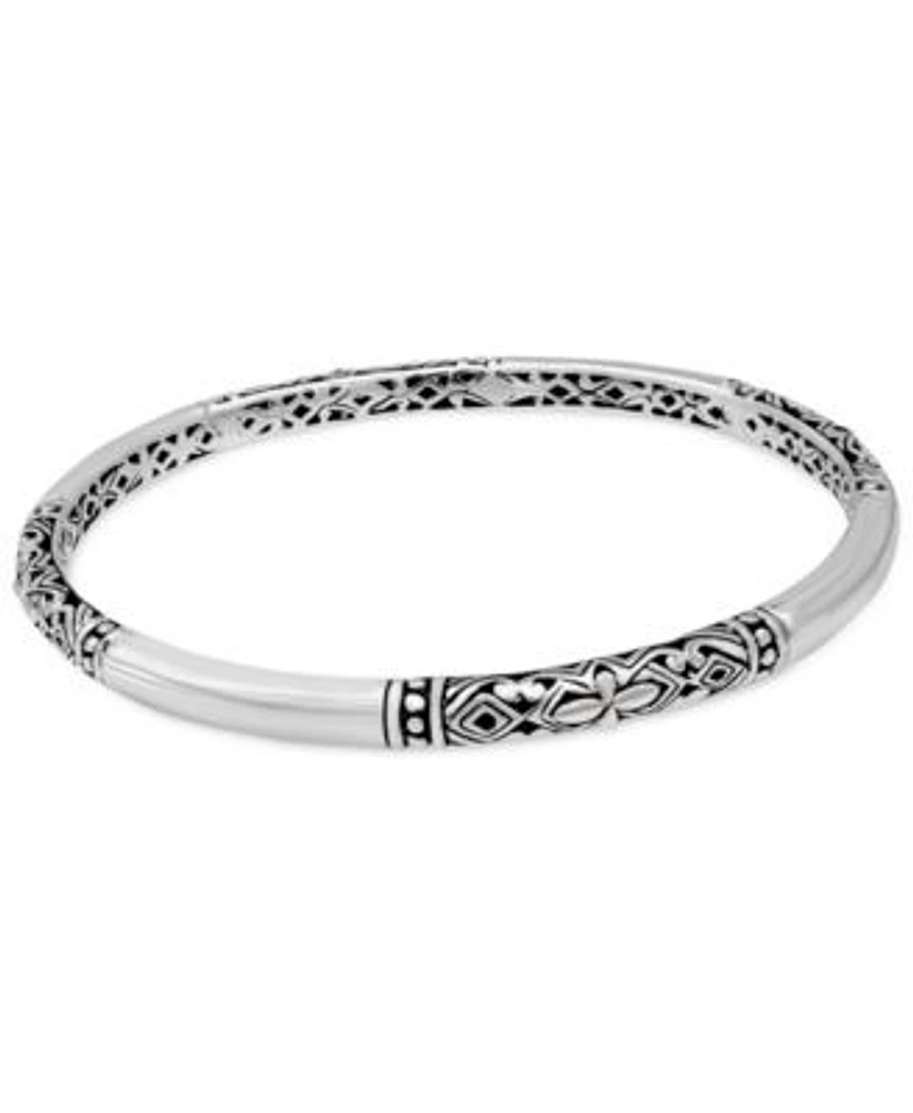 Devata Bali Filigree Bangle Bracelet in Sterling Silver