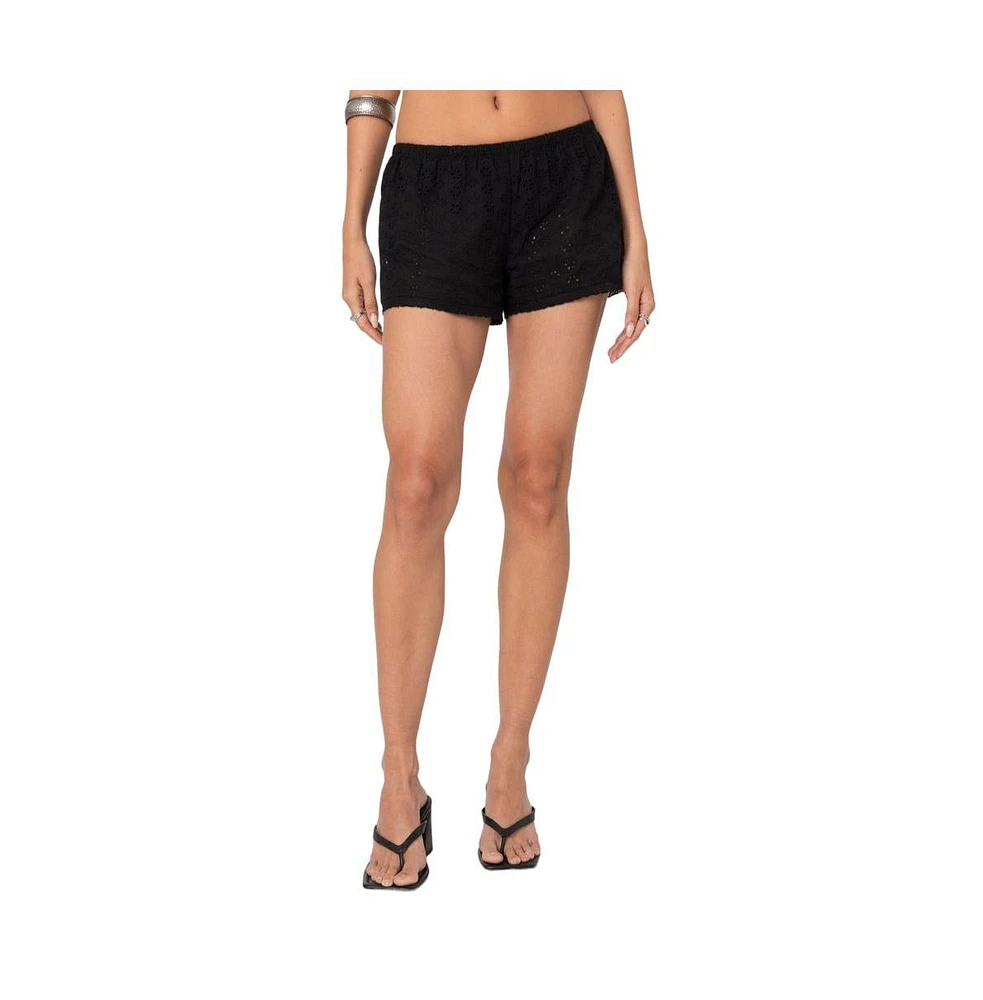 Edikted Women's Jael Eyelet Shorts