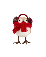 Slickblue Plush Winter Bird Shelf Sitter with Scarf and Ear Muffs (Set of 12)