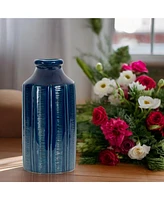 Slickblue Blue Etched Terra Cotta Vase Unique and Stylish Home Decor