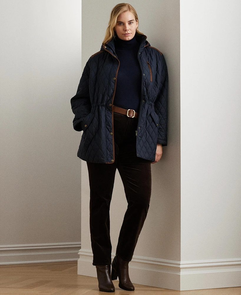 Lauren Ralph Plus Hooded Quilted Anorak Coat