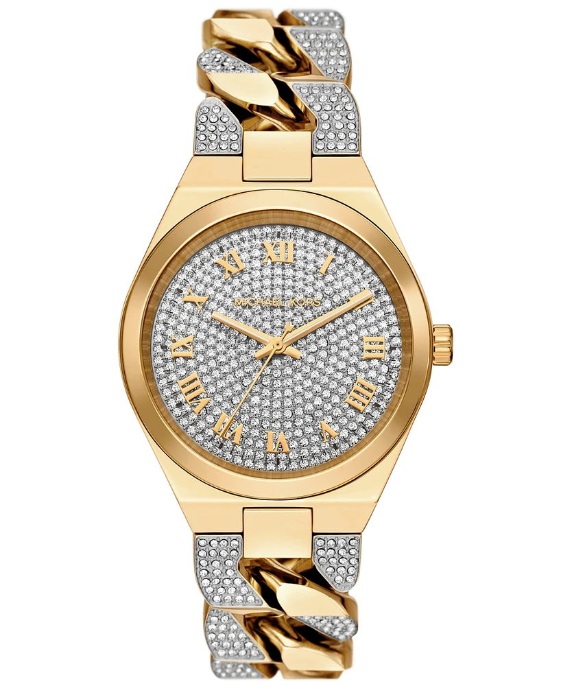 Michael Kors Women's Lennox Three-Hand Gold-Tone Stainless Steel Watch 37mm - Gold