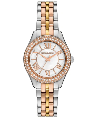 Michael Kors Women's Harlowe Three-Hand Tri-Tone Stainless Steel Watch 33mm