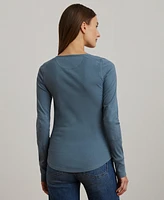 Lauren Ralph Women's Rib-Knit Henley Tee