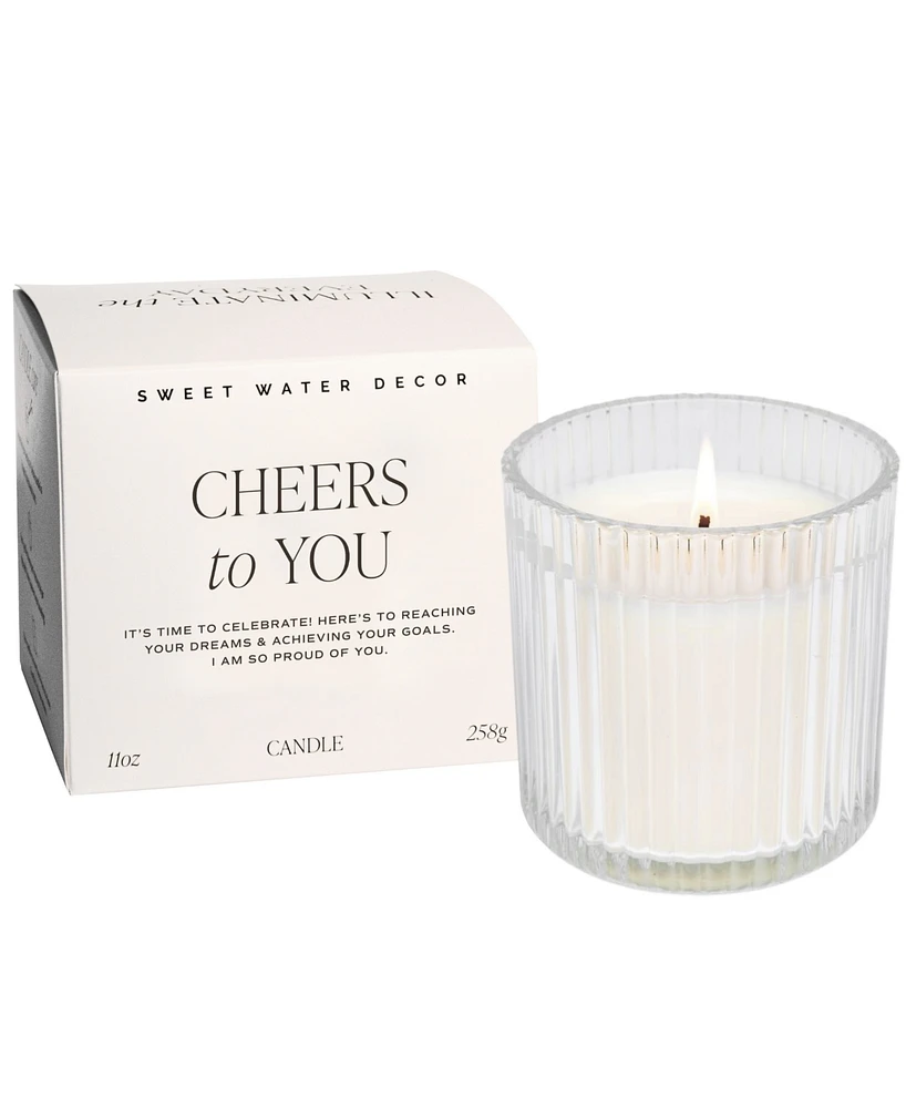Sweet Water Decor Cheers To You Soy Candle - Ribbed Glass Jar with Box - 11 oz