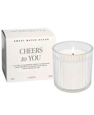 Sweet Water Decor Cheers To You Soy Candle - Ribbed Glass Jar with Box - 11 oz