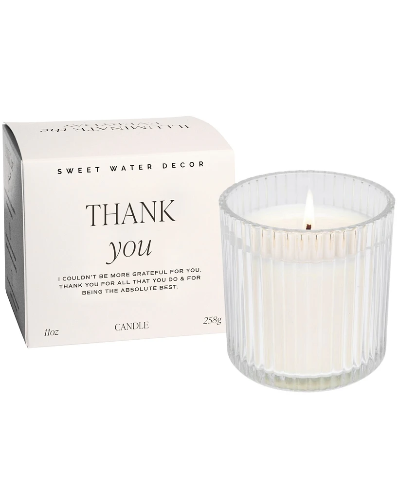 Sweet Water Decor Thank You Soy Candle - Ribbed Glass Jar with Box - 11 oz