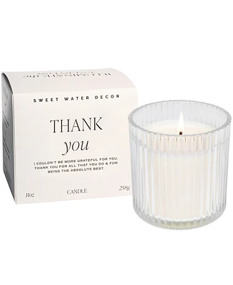 Sweet Water Decor Thank You Soy Candle - Ribbed Glass Jar with Box - 11 oz
