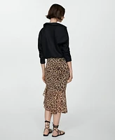 Mango Women's Leopard Gathered Skirt