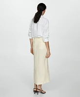 Mango Women's Slit Detail Linen Skirt