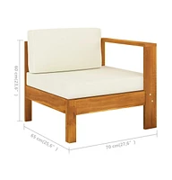 vidaXL Middle Sofa with 1 Armrest Cream White Solid Acacia Wood