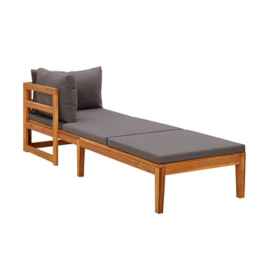 vidaXL Sun Lounger with 1 Armrest Dark Gray Solid Acacia Wood