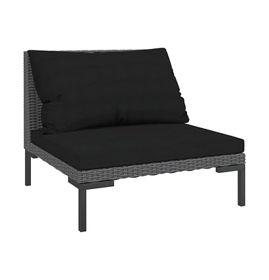 vidaXL Patio Sofa with Cushions Half Round Poly Rattan