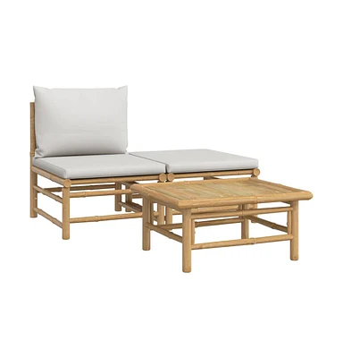 vidaXL Piece Patio Lounge Set with Light Gray Cushions Bamboo