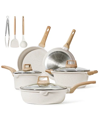 Carote Nonstick Pots and Pans Set,Induction Cookware Set, 11pcs, Cream White