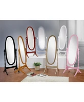 Traditional Queen Anna Style Wood Floor Cheval Mirror, Gold Finish