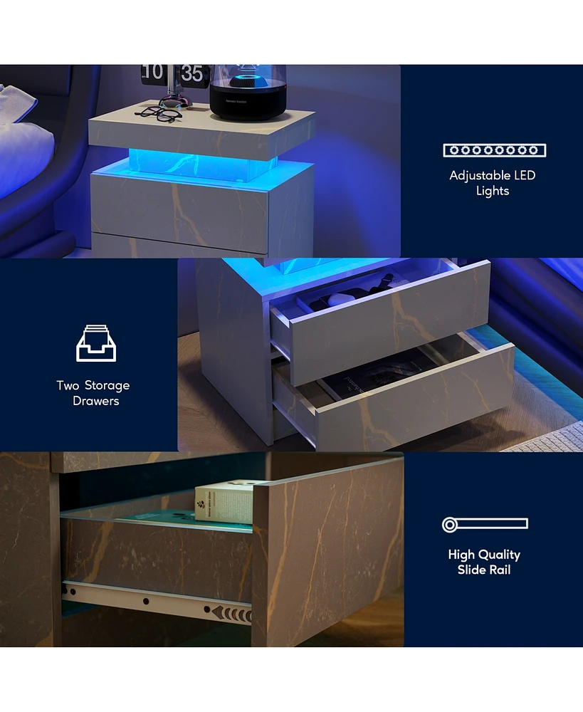 Streamdale Furniture Stunning Led Side Table Modern Decor for Any Room