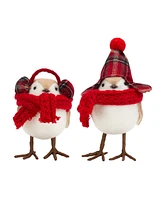 Slickblue Plush Winter Bird Shelf Sitter with Scarf and Ear Muffs (Set of 12)