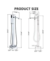 Mondawe Single-Handle Modern Floor Mount Freestanding Bathtub Faucet with Handheld Shower