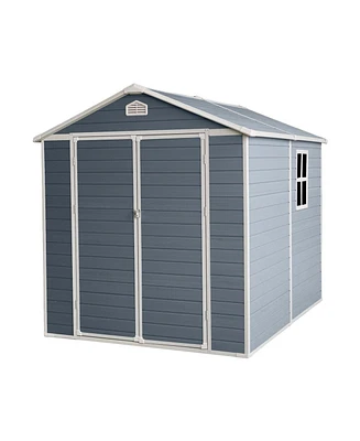 Mondawe 8x6ft Resin Outdoor Storage Shed Kit-Perfect to Store Patio Furniture,Grey