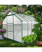 Mondawe 6x12 Ft Polycarbonate Greenhouse Raised Base and Anchor Aluminum