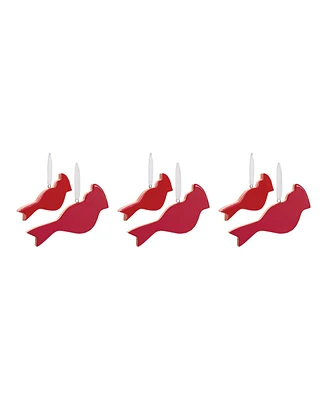 Slickblue Glass Cardinal Bird Ornament (Set of 6)