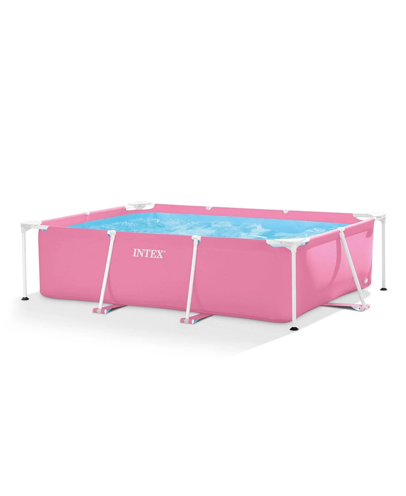 Intex 86" x 23" Outdoor Rectangular Frame Above Ground Swimming Pool, Pink