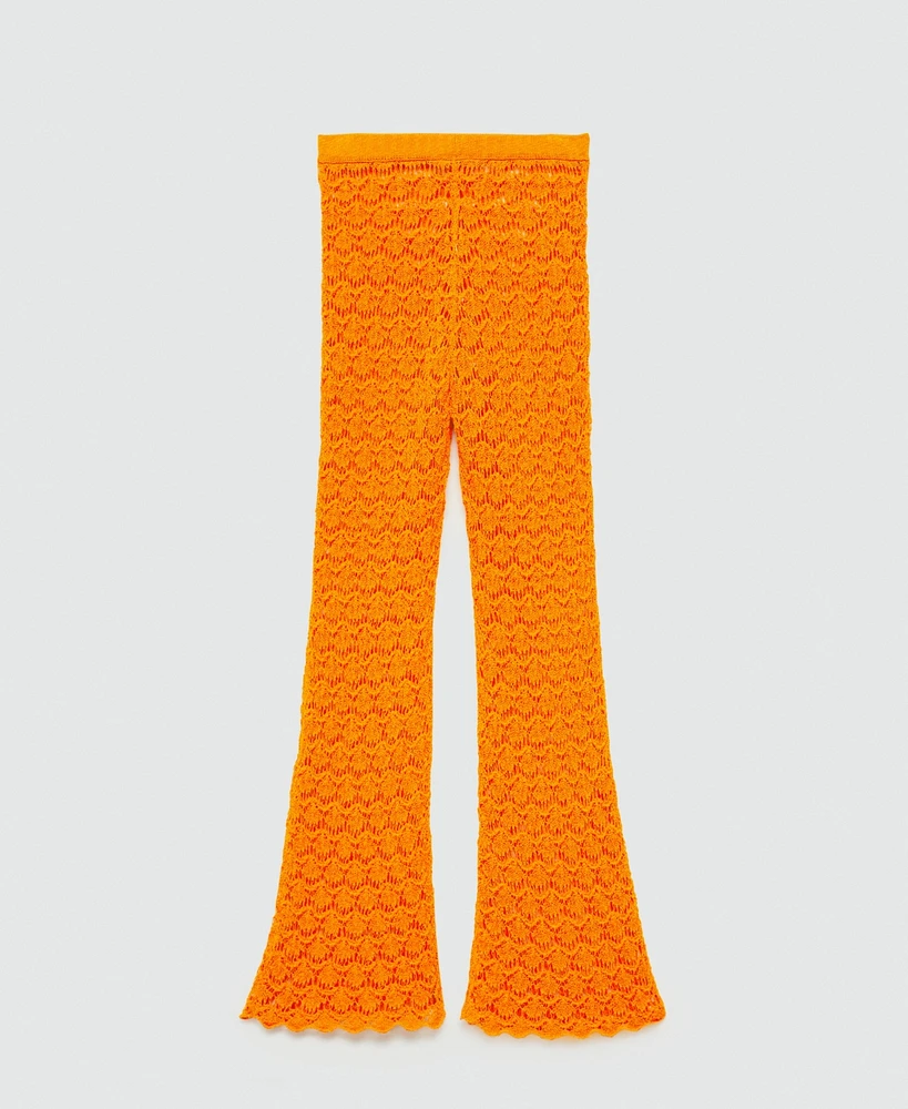 Mango Women's Crochet Flare Trousers