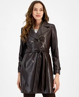 Tahari Asl Women's Faux-Leather Trench Coat