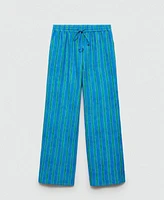 Mango Women's Stripe-Print Straight Pants