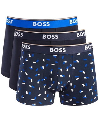 Boss Hugo Men's Power Design 3-Pk. Stretch Logo Waistband Trunks