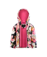 Jessica Simpson Girls Fashion Floral Print Puffer Jacket With Hat