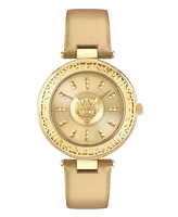 Plein Sport Women's Opium 2 Hand Quartz Gold Genuine Leather Strap 38mm