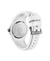 Plein Sport Men's New Fearless 3 Hand Date Quartz White Silicone Strap 46mm