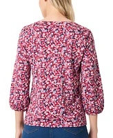 Jones New York Petite Floral-Print 3/4-Sleeve Blouse