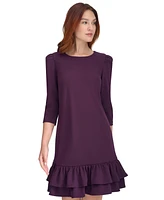 Tommy Hilfiger Women's 3/4-Sleeve Ruffled-Hem Dress